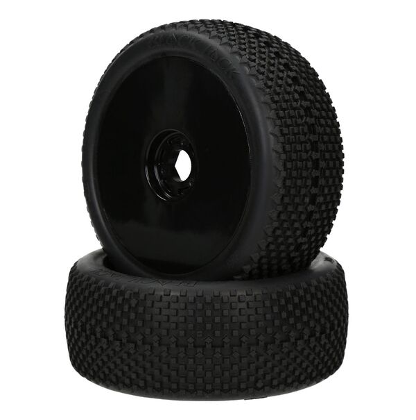 PA9386-Black Jack Mounted Tire (Pink Compound/Carbon Wheel/1:8 Buggy)